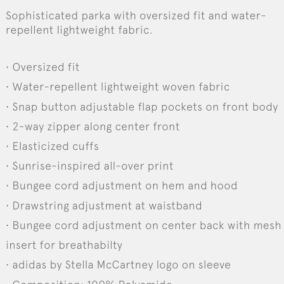 Adidas Stella McCartney water repellent athliesure jacket NWT - Picture 5 of 9